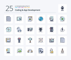 Coding and app development 25 line filled icon vector