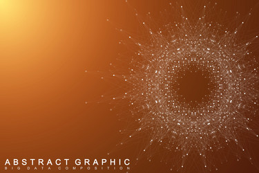 fractal element with connected lines and dots big vector image