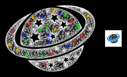 Network mesh space planet icon with multicolored vector