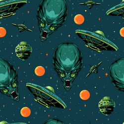 space aliens seamless pattern colorful vector image