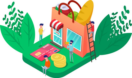 Isometric online shop vector