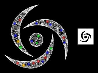 net mesh swirl icon with bright colored flash vector image