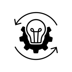 Process icon lightbulb with gear and arrows vector