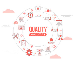 qa quality assurance concept with icon set vector