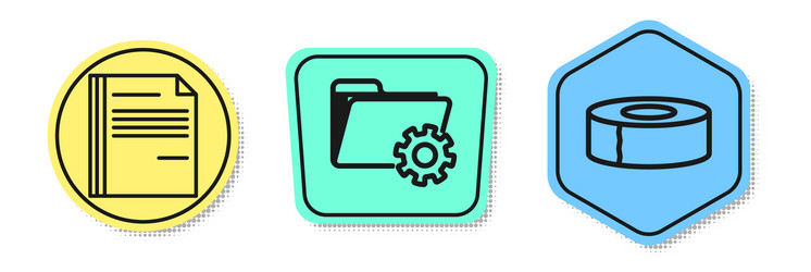 set line file document folder settings with gears vector image
