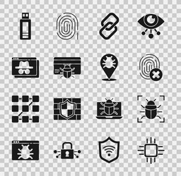 set processor with microcircuits cpu system bug vector image