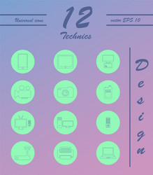 unique thin line icons set of computer hardware vector image