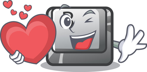with heart button b on a mascot keyboard vector image