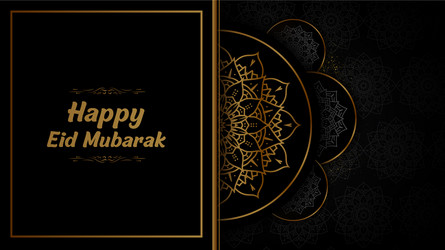 Eid mubarak black and golden background decorative vector