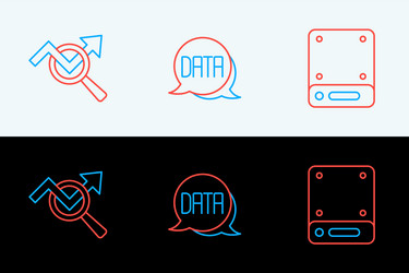 set line server search data analysis and icon vector image