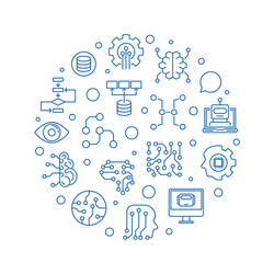 artificial and machine intelligence line vector image