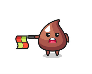 choco chip character as line judge hold the flag vector image
