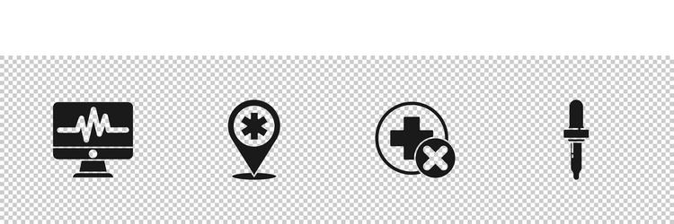 set monitor with cardiogram map pointer cross vector image
