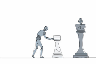 single continuous line drawing robots push huge vector image