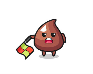 Choco chip character as line judge hold the flag vector