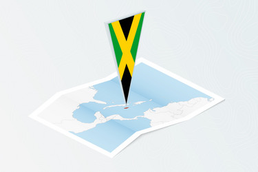 Isometric paper map of jamaica with triangular vector