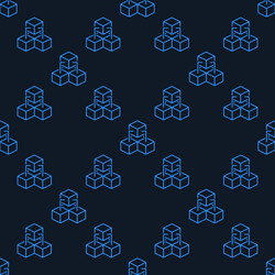 three connected blocks - blockchain linear vector image