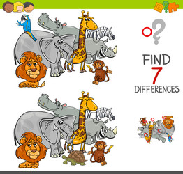 find differences with safari animals characters vector image