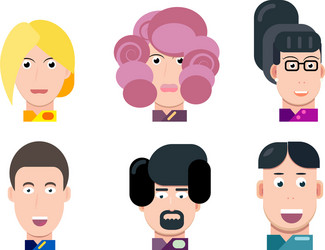 Flat characters portrait set vector