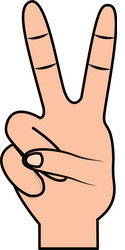 hand with two fingers victory peace and love sign vector