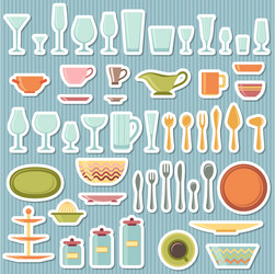 Kitchen utensils and cookware icons set Royalty Free Vector