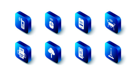 set wireless computer mouse mobile with wi-fi vector image