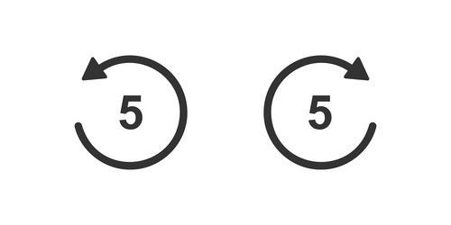 5 seconds rewind and fast forward icons round vector