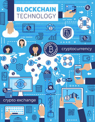 bitcoin blockchain cryptocurrency and computer vector image