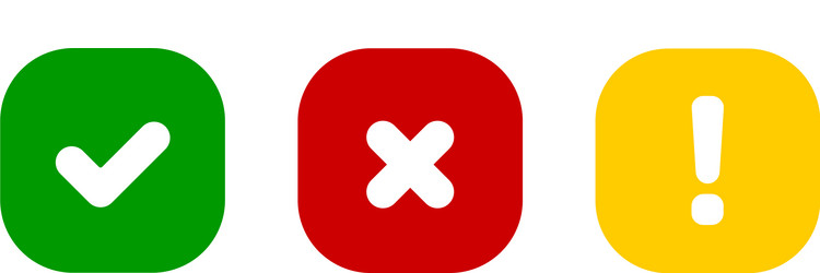 check cross and exclamation mark set icon red vector image