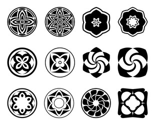 collection of round square polygonal patterns vector image