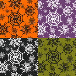 Halloween seamless patterns set color background vector