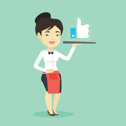 waitress with like button vector image