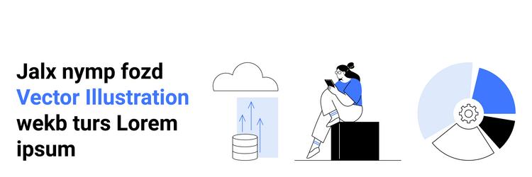woman reading smartphone cloud computing and data vector image