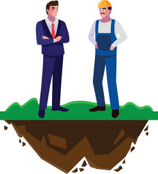 builder constructor with engineer on lawn vector image