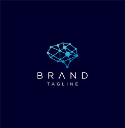 digital brain tech logo with dark blue background vector image