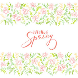 floral elements and text hello spring vector