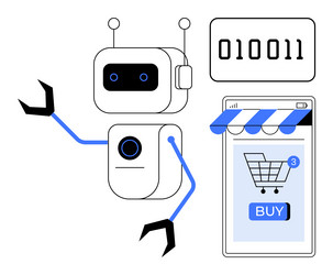 shopping robot and digital store interface vector image