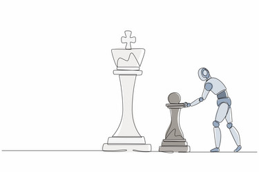 single continuous line drawing robots push huge vector image