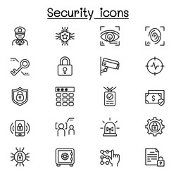 Thin Line Security Icons - Access & Protection vector image