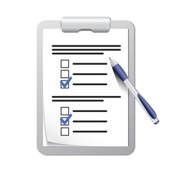 Clipboard with check list and pen vector