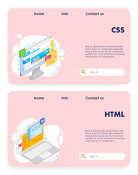 coding website landing page template set vector