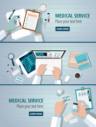 doctors table workplaces web banners vector image