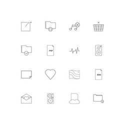 files and folders sign linear thin icons set vector image