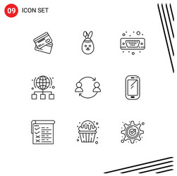 Modern set 9 outlines pictograph network vector