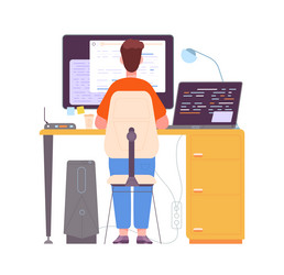 programmer writing code work software developer vector image