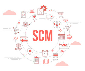 scm supply chain management concept with icon set vector