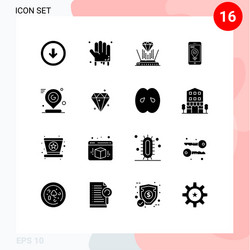 16 universal solid glyphs set for web and mobile vector