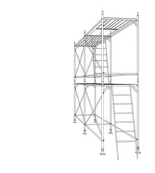 3d outline scaffold rendering of vector