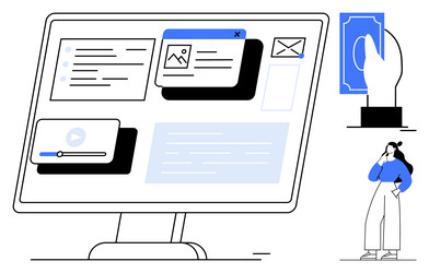 digital workspace with multi-tasking elements vector image
