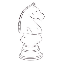 knight chess piece line art vector